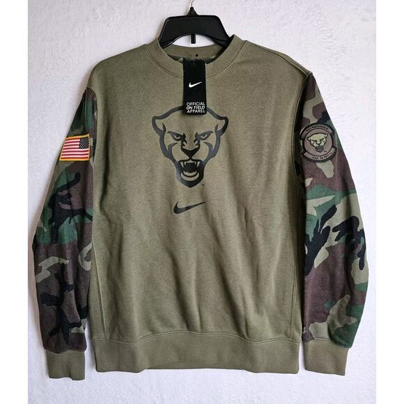 Nike‎ Pitt Panthers Green And Camo Mens Medium Swoosh Logo U.S Flag Sweatshirt - Picture 1 of 9